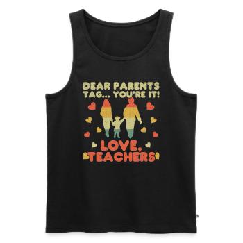 Vintage Parents Day Of School Joyeux dernier enseignant - Débardeur bio Premium Homme - noir - Devant - AI Model Male 178 light (178cm)