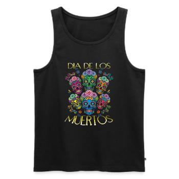 Skull Mexican Floral Muertos Day Of Dead Halloween - Men's Premium Organic Tank Top - black - Front - Michal (187cm)