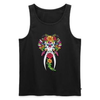 Elefant Tier Blumenmuertos Tag von Halloween - Männer Premium Bio Tank Top - Schwarz - Vorne - Michal (187cm)