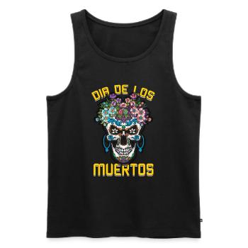 Mexican Floral Muertos Day Of Dead Halloween - Men's Premium Organic Tank Top - black - Front - Michal (187cm)