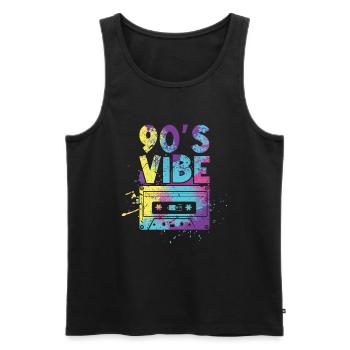 Vibe 90er Karneval 90 Retro Party Jahr 1990 Batiken - Männer Premium Bio Tank Top - Schwarz - Vorne - AI Model Male 178 light (178cm)