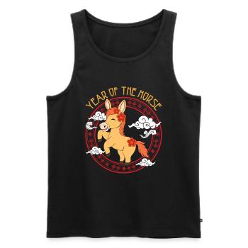 Year Of Horse Kawaii Zodiac Chinese New Year - Men's Premium Organic Tank Top - black - Front - Michal (187cm)