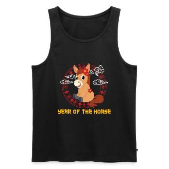 Year Of The Horse Cute Kawaii Chinese New Year - Men's Premium Organic Tank Top - black - Front - Michal (187cm)