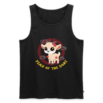 Année De Chèvre Zodiaque Mignon Kawaii Nouvel An - Débardeur bio Premium Homme - noir - Devant - Michal (187cm)