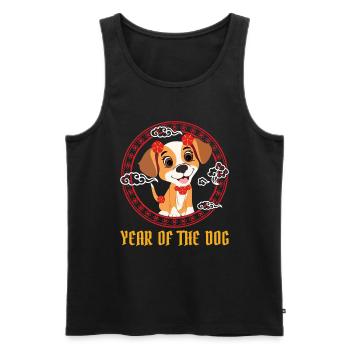 Year Of The Dog Cute Kawaii Chinese New Year - Men's Premium Organic Tank Top - black - Front - Michal (187cm)