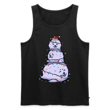 Chonky Seal Bonhomme de neige Lumières de Noël Pixel Art - Débardeur bio Premium Homme - noir - Devant - AI Model Male 178 light (178cm)