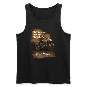 Slogan de la moto oldschool - Débardeur bio Premium Homme - noir - Devant - Michal (187cm)