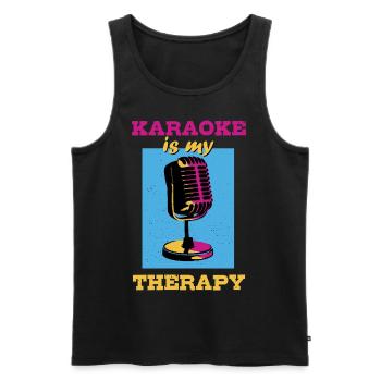 Karaoke ist meine Therapie - Männer Premium Bio Tank Top - Schwarz - Vorne - Michal (187cm)
