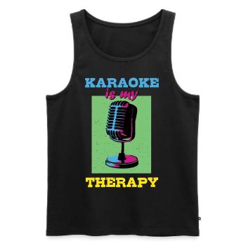 Karaoke ist meine Therapie - Männer Premium Bio Tank Top - Schwarz - Vorne - Michal (187cm)