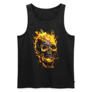 Skull Flames Skull Fire Skeleton Biker - Men's Premium Organic Tank Top - black - Front - AI Model Male 178 light (178cm)