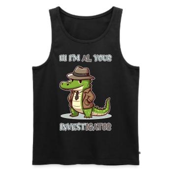 Hi, I'm Al your Investigator - Men's Premium Organic Tank Top - black - Front - AI Model Male 178 light (178cm)