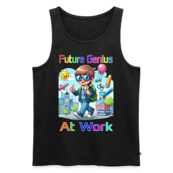 Future Genius at work - Männer Premium Bio Tank Top - Schwarz - Vorne - AI Model Male 178 light (178cm)