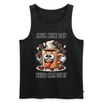 Belle journée à Java - Brew peut le faire - Débardeur bio Premium Homme - noir - Devant - AI Model Male 178 light (178cm)