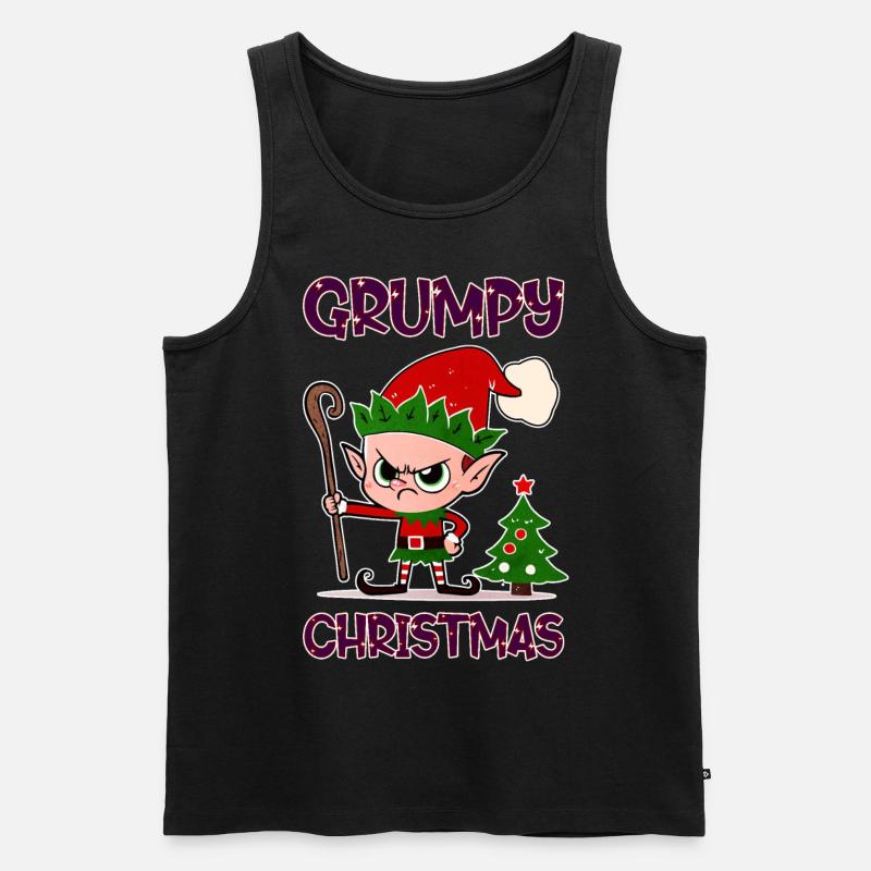 Grumpy Christmas Elf - Männer Premium Bio Tank Top - Schwarz