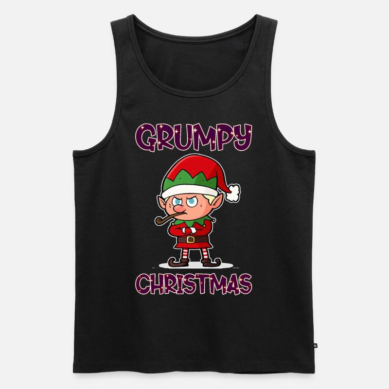 Grumpy Christmas Elf - Männer Premium Bio Tank Top - Schwarz