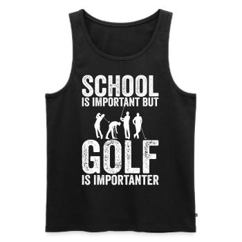 Schule ist wichtig, aber Golf ist noch wichtiger - Männer Premium Bio Tank Top - Schwarz - Vorne - AI Model Male 178 light (178cm)