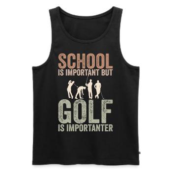 Schule ist wichtig, aber Golf ist noch wichtiger - Männer Premium Bio Tank Top - Schwarz - Vorne - AI Model Male 178 light (178cm)
