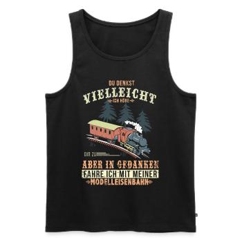 Modelleisenbahn Modellbauer - In Gedanken fahren - Männer Premium Bio Tank Top - Schwarz - Vorne - Michal (187cm)