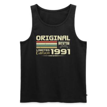 Retro 1991 Geburtstagsgeschenk Geboren 1991 Original - Männer Premium Bio Tank Top - Schwarz - Vorne - Michal (187cm)