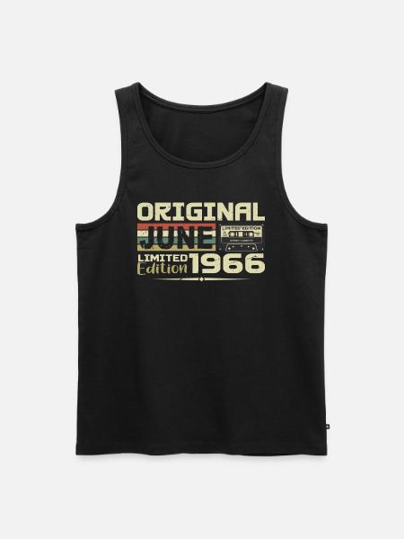 June 1966 Vintage Born In June 1966 Birthday - Men's Premium Organic Tank Top - black