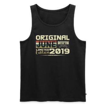 Juin 2019 Vintage Nées En Juin 2019 Anniversaire - Débardeur bio Premium Homme - noir - Devant - Michal (187cm)