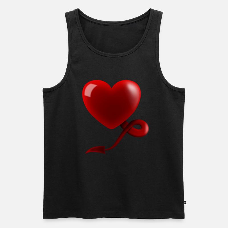 Coeur avec queue du diable - Débardeur bio Premium Homme - noir