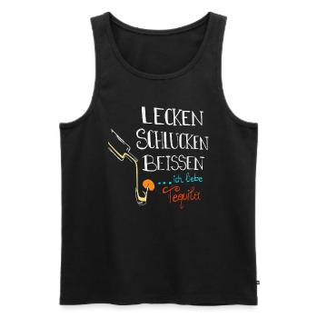 Lecken Schlucken Beissen Ich Liebe Tequila - Männer Premium Bio Tank Top - Schwarz - Vorne - Michal (187cm)