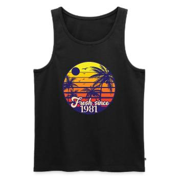 Vintage 1981 - Men's Premium Organic Tank Top - black - Front - AI Model Male 178 light (178cm)