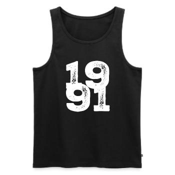 Millésime 1991 - Débardeur bio Premium Homme - noir - Devant - AI Model Male 178 light (178cm)