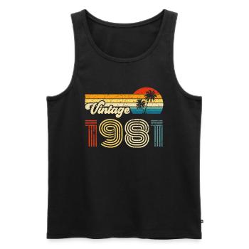 1981 Vintage - Men's Premium Organic Tank Top - black - Front - AI Model Male 178 light (178cm)