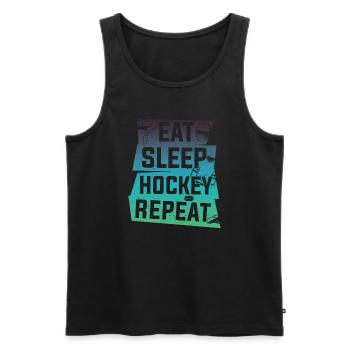 Manger dormir Hockey Répéter - Débardeur bio Premium Homme - noir - Devant - Michal (187cm)