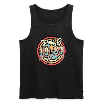 Vintage 1981 - Männer Premium Bio Tank Top - Schwarz - Vorne - Michal (187cm)