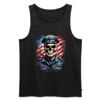 US-Polizei-Schädel - Männer Premium Bio Tank Top - Schwarz - Vorne - AI Model Male 178 light (178cm)
