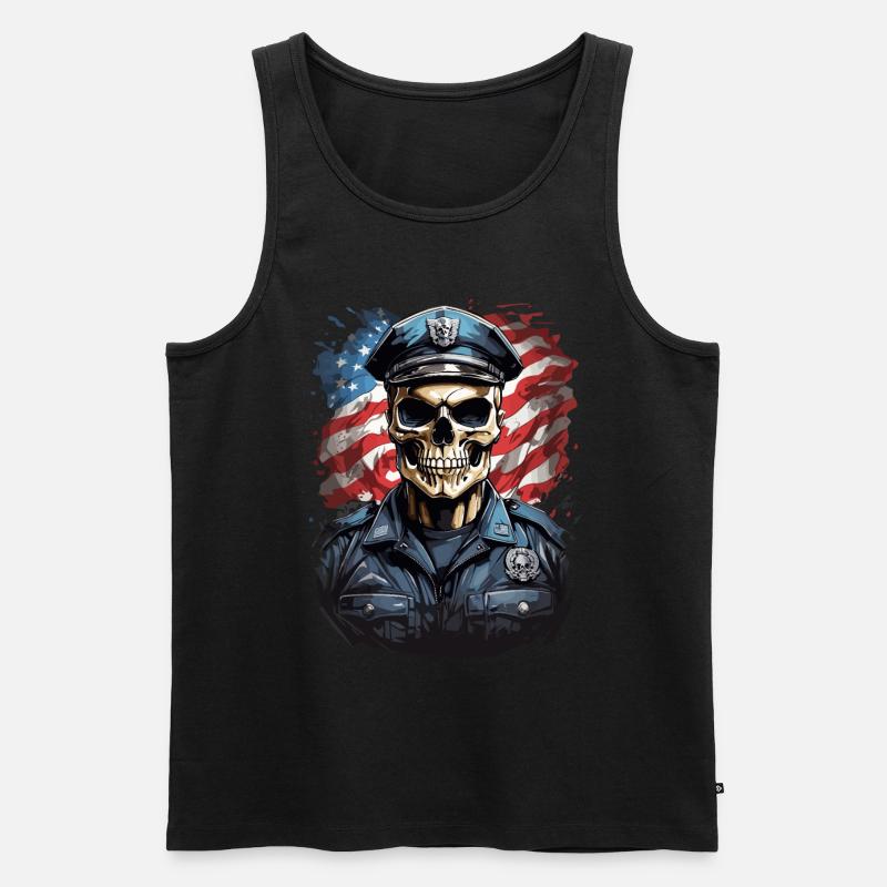 US-Polizei-Schädel - Männer Premium Bio Tank Top - Schwarz
