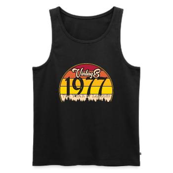 Vintage 1977 - Men's Premium Organic Tank Top - black - Front - Michal (187cm)