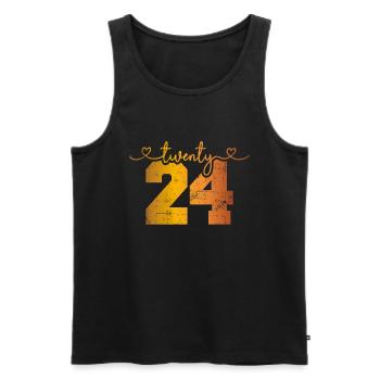2024 - Männer Premium Bio Tank Top - Schwarz - Vorne - Michal (187cm)