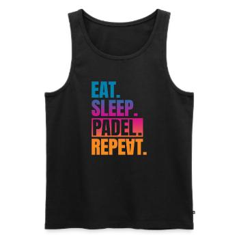 Eat Sleep Padel Repeat - Männer Premium Bio Tank Top - Schwarz - Vorne - Michal (187cm)