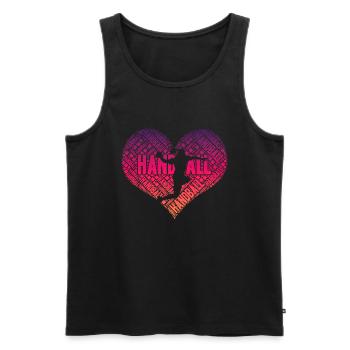 Handball Spielerin Herz - Männer Premium Bio Tank Top - Schwarz - Vorne - Michal (187cm)
