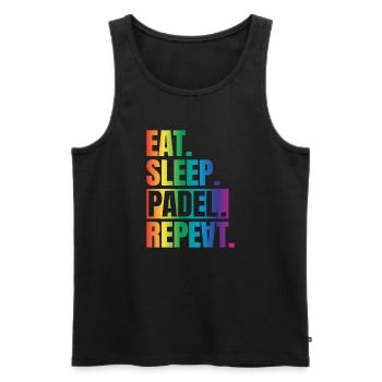 Eat Sleep Padel Repeat - Männer Premium Bio Tank Top - Schwarz - Vorne - Michal (187cm)