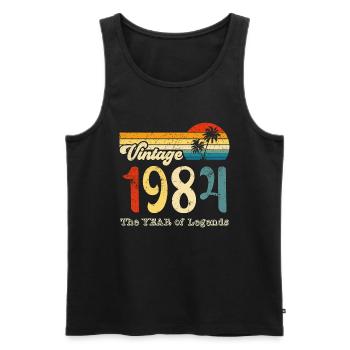 1984 Vintage - Männer Premium Bio Tank Top - Schwarz - Vorne - Michal (187cm)