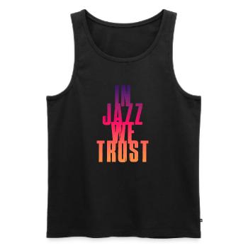 In Jazz we Trust - Männer Premium Bio Tank Top - Schwarz - Vorne - AI Model Male 178 light (178cm)