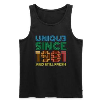 Vintage 1981 - Men's Premium Organic Tank Top - black - Front - AI Model Male 178 light (178cm)