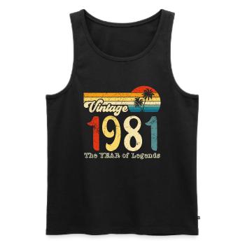 Vintage 1981 - Männer Premium Bio Tank Top - Schwarz - Vorne - Michal (187cm)