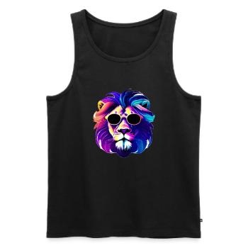 Löwe Wasserfarben Illustration - Männer Premium Bio Tank Top - Schwarz - Vorne - Michal (187cm)
