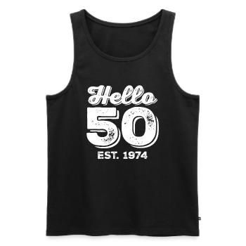 Hello 50 Est. 1974 - Débardeur bio Premium Homme - noir - Devant - Michal (187cm)