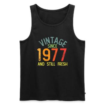 Millésime 1977 - Débardeur bio Premium Homme - noir - Devant - AI Model Male 178 light (178cm)
