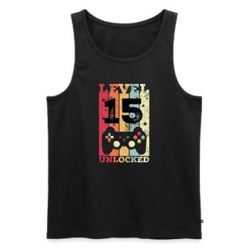 15th Birthday 15 Years of Gamer - Men's Premium Organic Tank Top - black - Front - Michal (187cm)