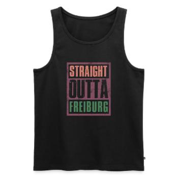 Straight outta Freiburg - Männer Premium Bio Tank Top - Schwarz - Vorne - Michal (187cm)
