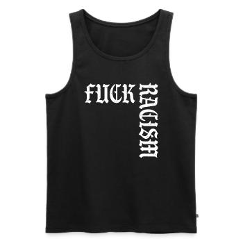 Fuck le racisme - Débardeur bio Premium Homme - noir - Devant - Michal (187cm)