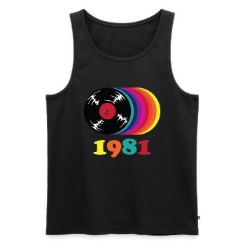 Vintage 1981 - Men's Premium Organic Tank Top - black - Front - AI Model Male 178 light (178cm)